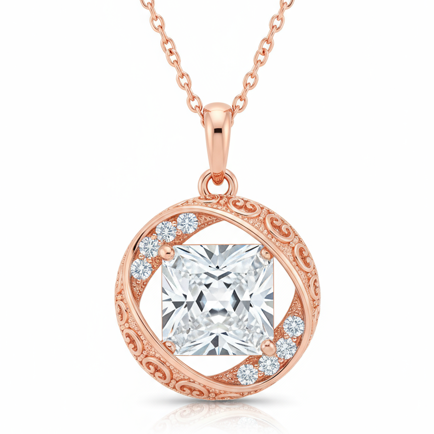 Ulrika Princess Cut Lab Diamond Solitaire Pendant - Jewelslane