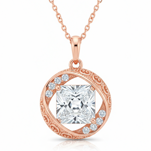 Ulrika Princess Cut Lab Diamond Solitaire Pendant - Jewelslane
