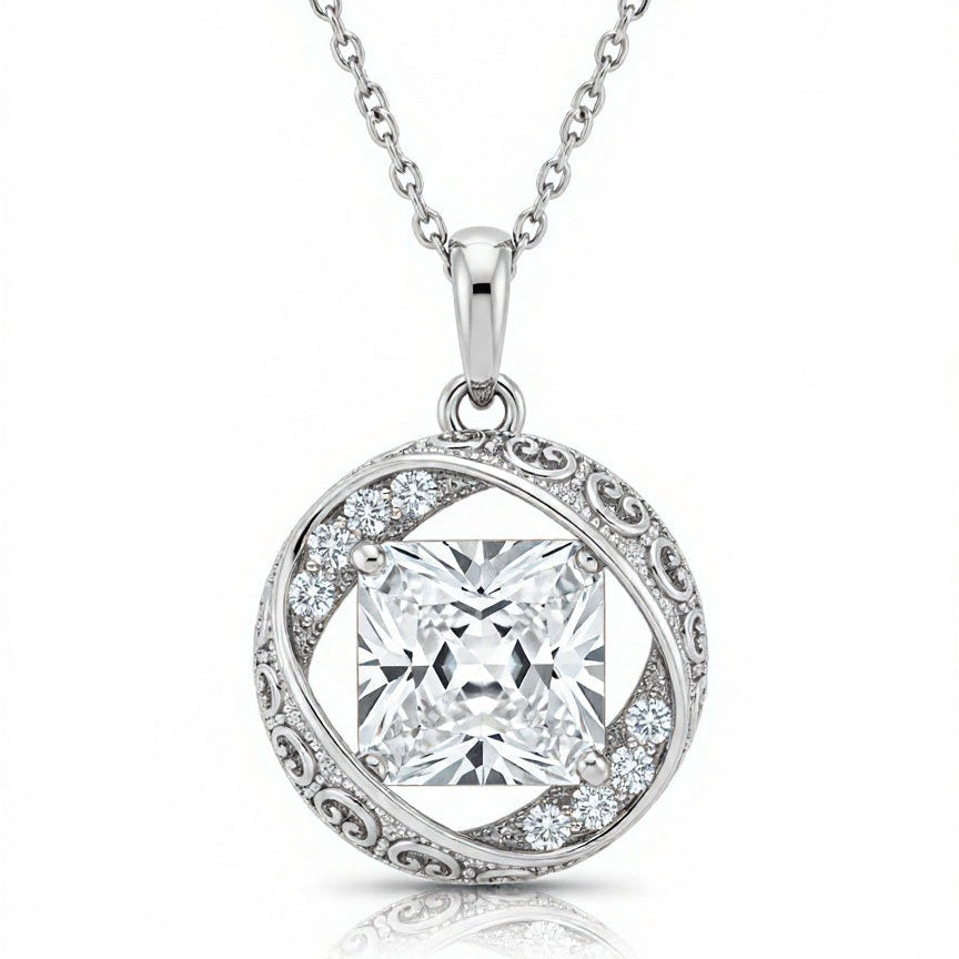 Ulrika Princess Cut Lab Diamond Solitaire Pendant - Jewelslane