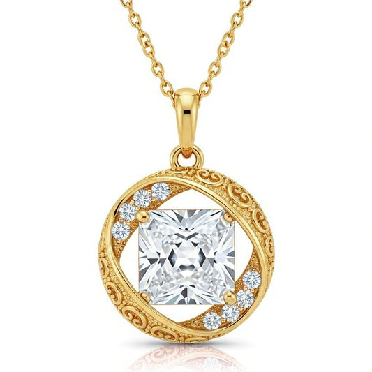 Ulrika Princess Cut Lab Diamond Solitaire Pendant - Jewelslane