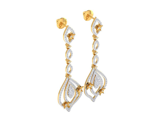 Ulrike Diamond dangle drop earrings in gold - Jewelslane