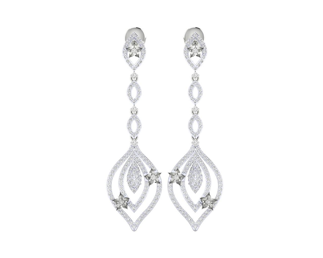 Ulrike Diamond dangle drop earrings in gold - Jewelslane