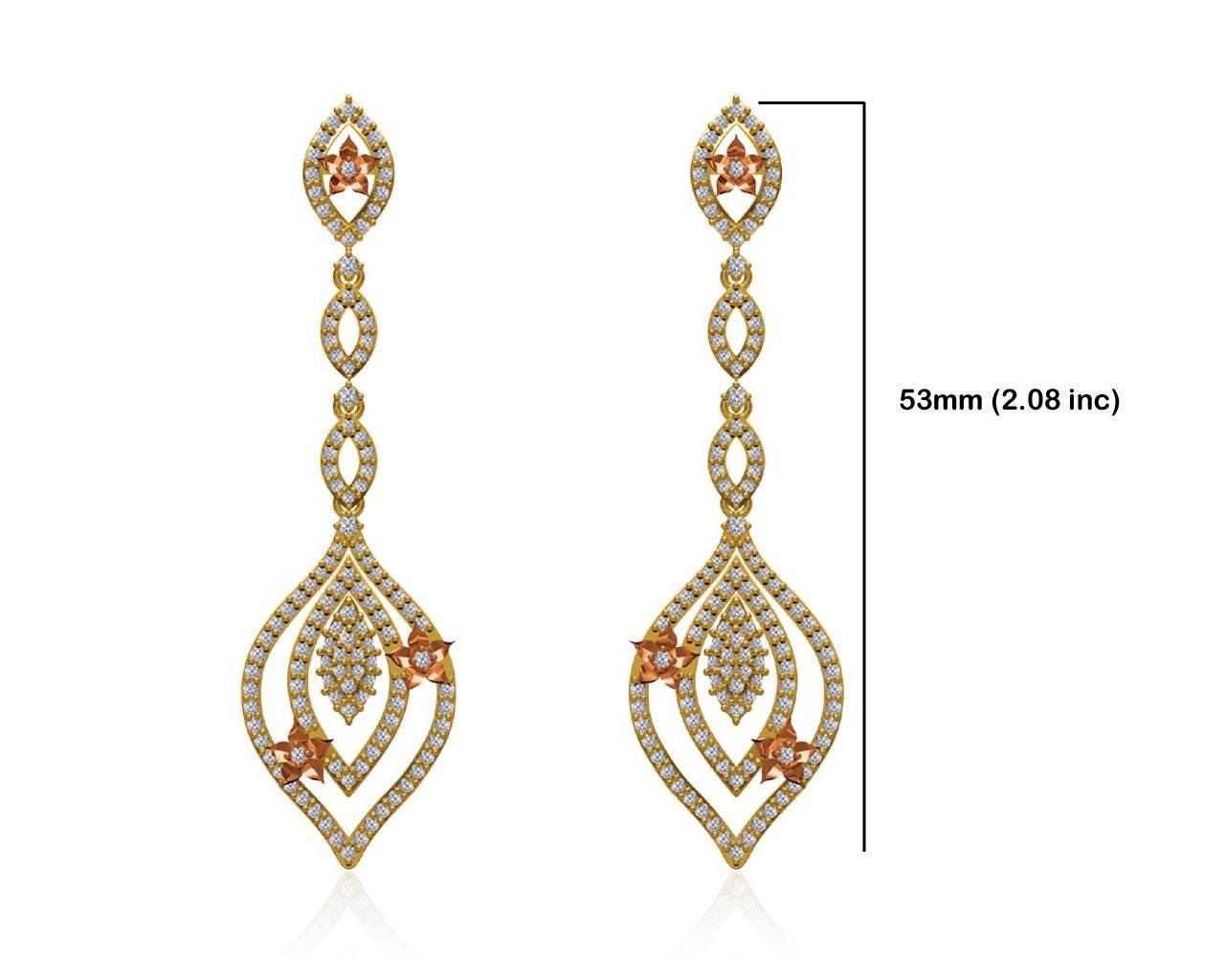 Ulrike Diamond dangle drop earrings in gold - Jewelslane