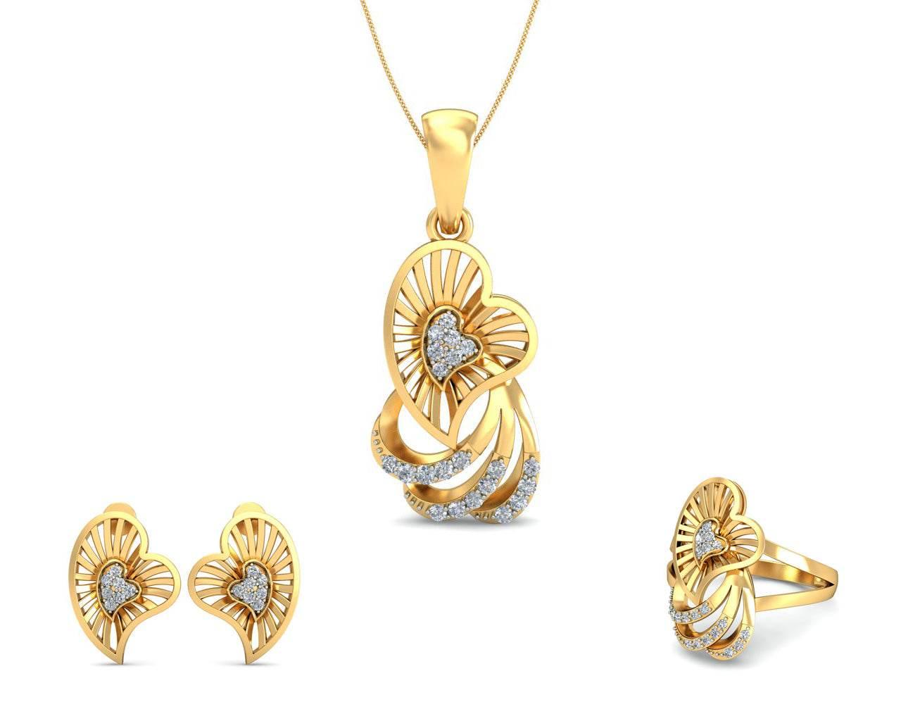 Urith Heart Design Pendant Set with diamonds in 14k gold - Jewelslane