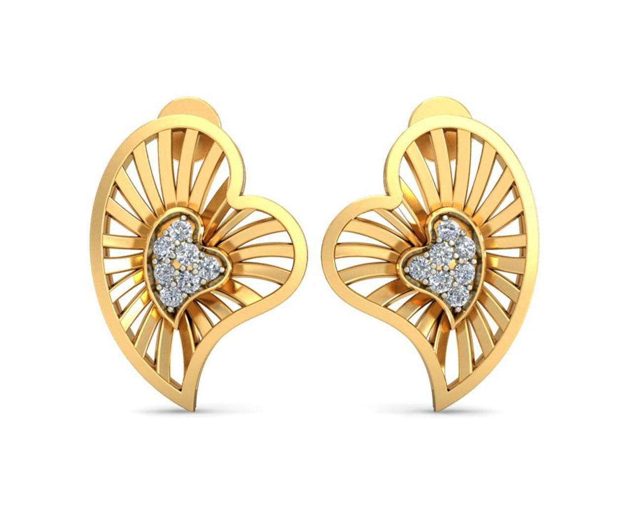 Urith Heart Earring in Gold with diamonds - Jewelslane