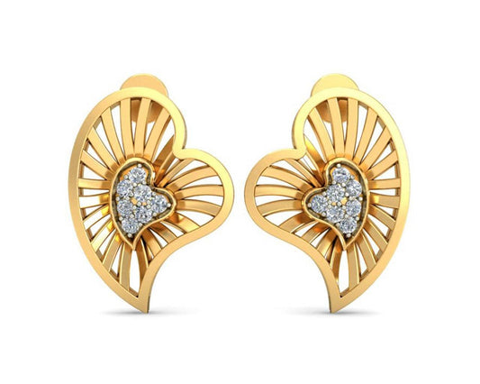 Urith Heart Earring in Gold with diamonds - Jewelslane