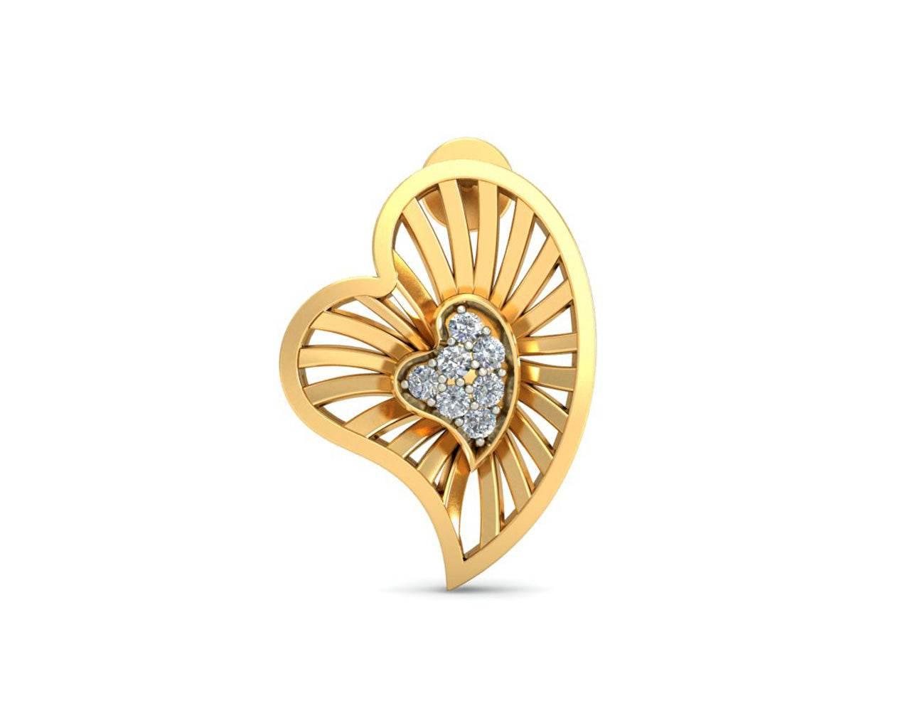 Urith Heart Earring in Gold with diamonds - Jewelslane