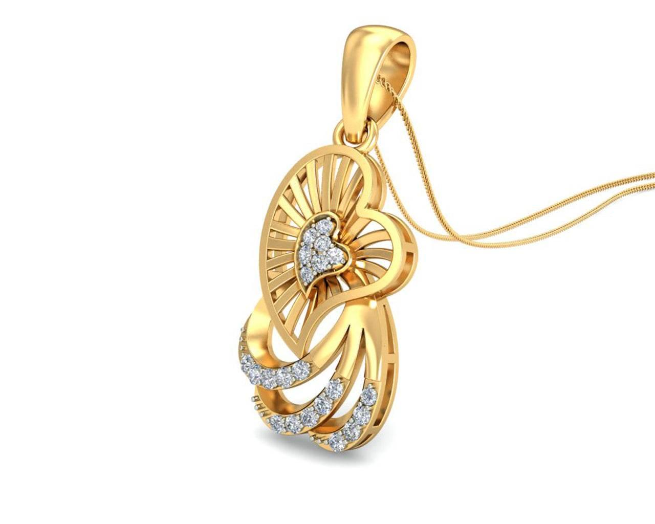 Urith Heart Pendant in Gold with diamonds - Jewelslane