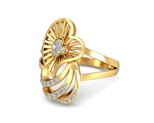 Urith heart ring in gold with diamonds - Jewelslane