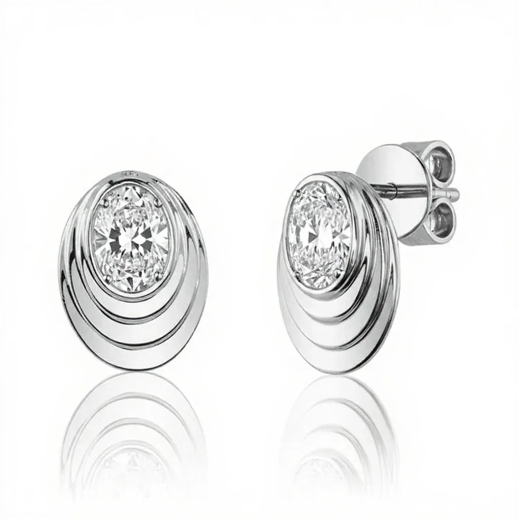 Valora Oval Shape Lab Diamond Solitaire Earrings - Jewelslane