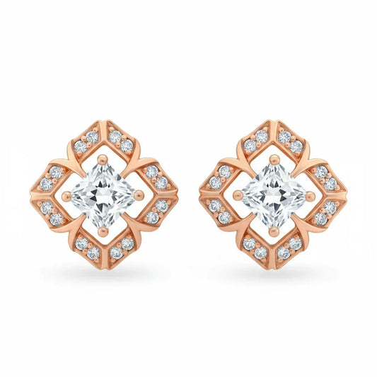 Vana Princess Cut Lab Diamond Solitaire Earrings - Jewelsalne