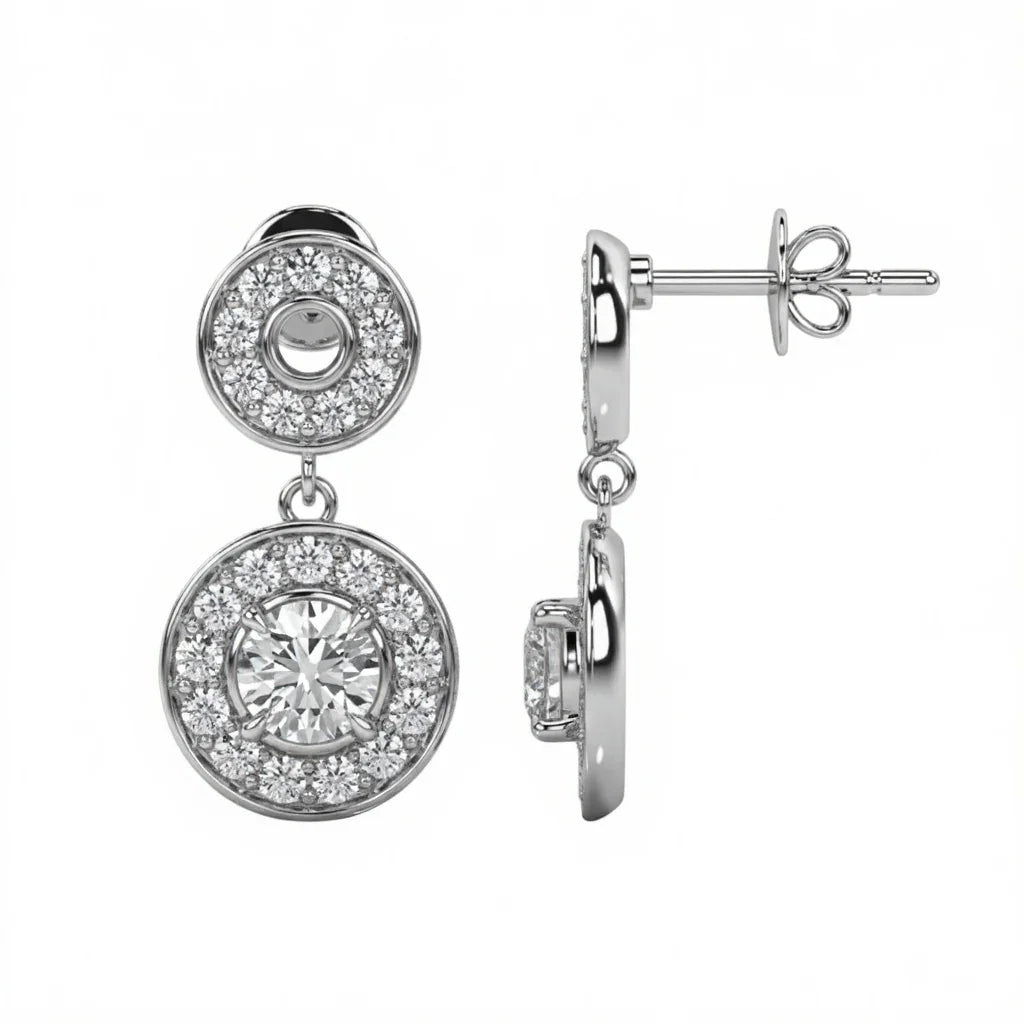 Vanhi Lab Diamond Solitaire Drop Earrings -Jewelslane