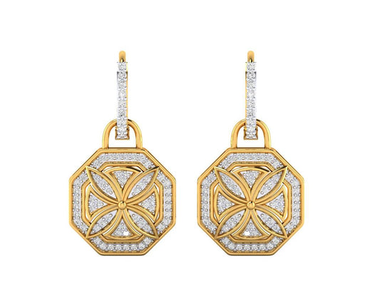 Vania Diamond Dangle Earrings in gold with removable hoops - Jewelslane