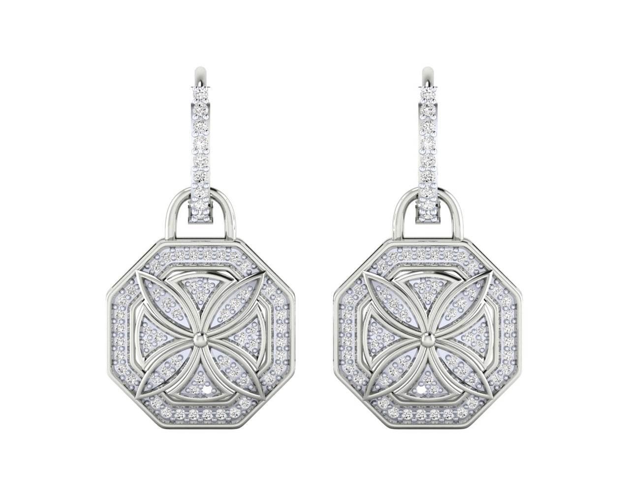 Vania Diamond Dangle Earrings in gold with removable hoops - Jewelslane