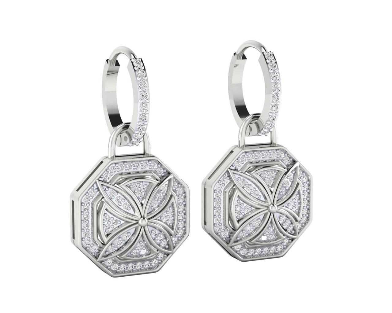 Vania Diamond Dangle Earrings in gold with removable hoops - Jewelslane