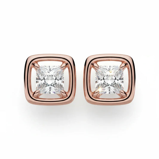 Varsha Princess Cut Lab diamond Solitaire Earrings - Jewelslane