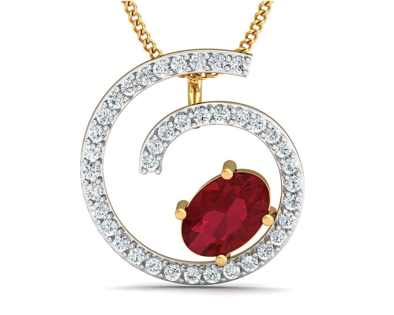Verica ruby Pendant in Gold with diamonds - Jewelslane