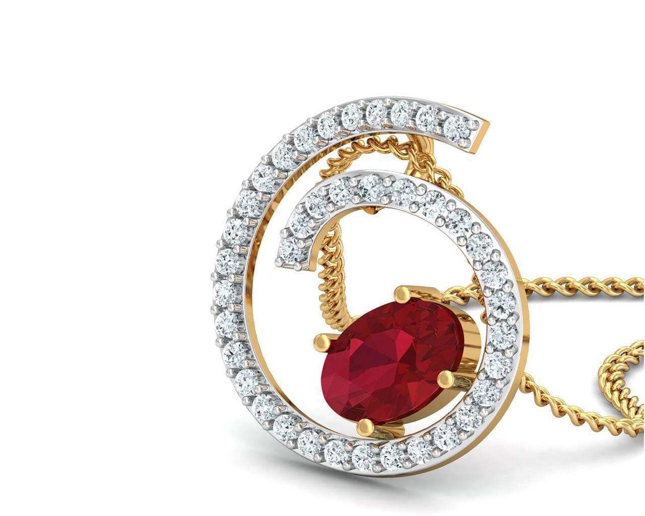 Verica ruby Pendant in Gold with diamonds - Jewelslane