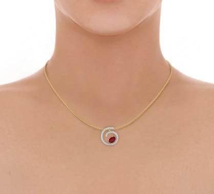 Verica ruby Pendant in Gold with diamonds - Jewelslane