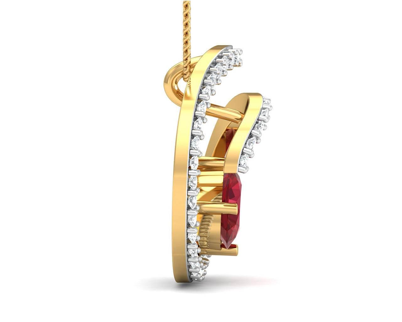 Verica ruby Pendant in Gold with diamonds - Jewelslane