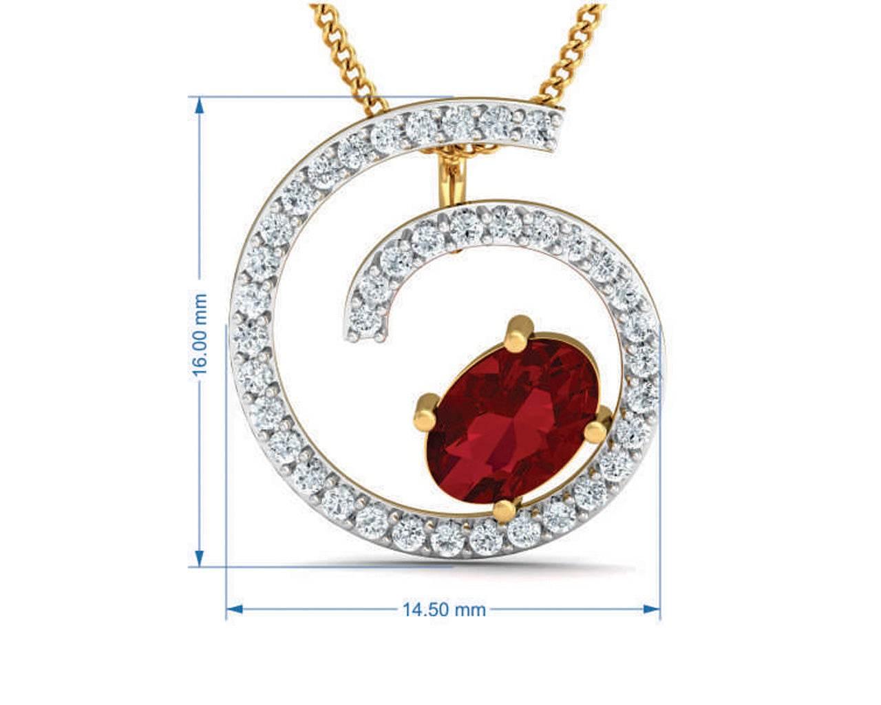 Verica ruby Pendant in Gold with diamonds - Jewelslane