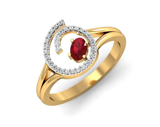 Verica ruby Ring in Gold with diamonds - Jewelslane