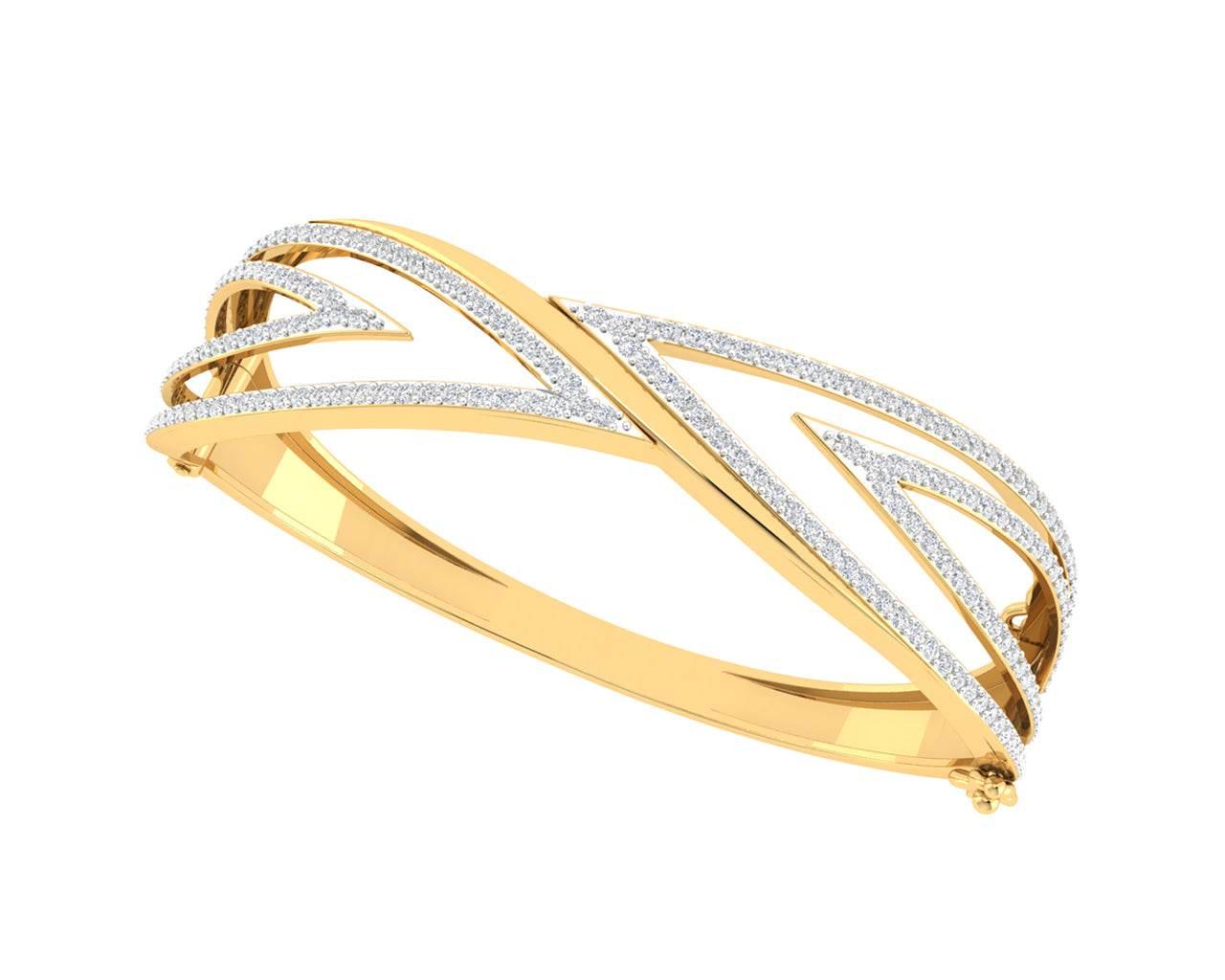 Verna diamond half bangle in 18k gold - Jewelslane
