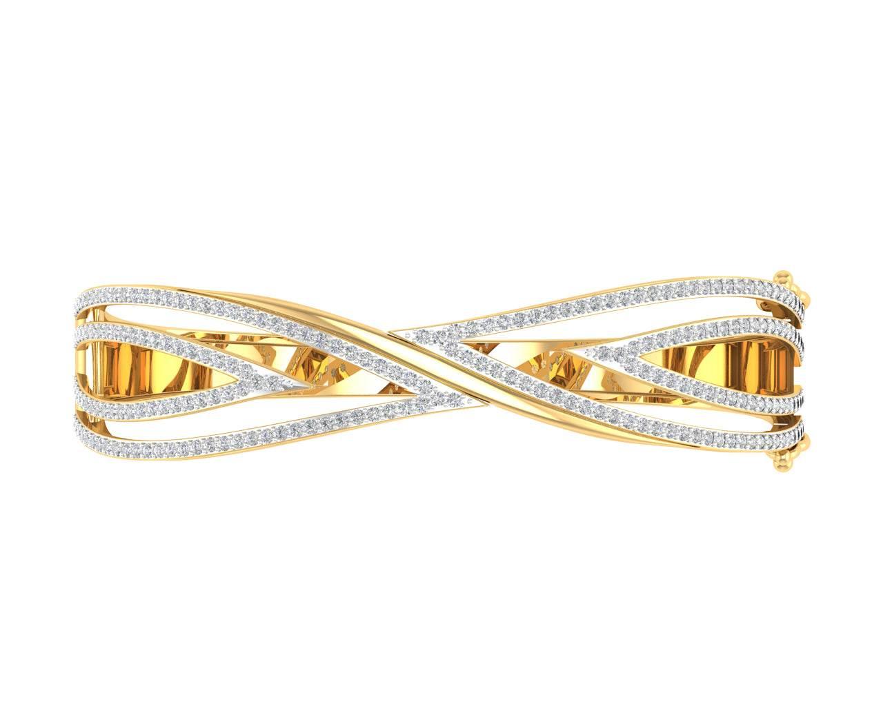 Verna diamond half bangle in 18k gold - Jewelslane