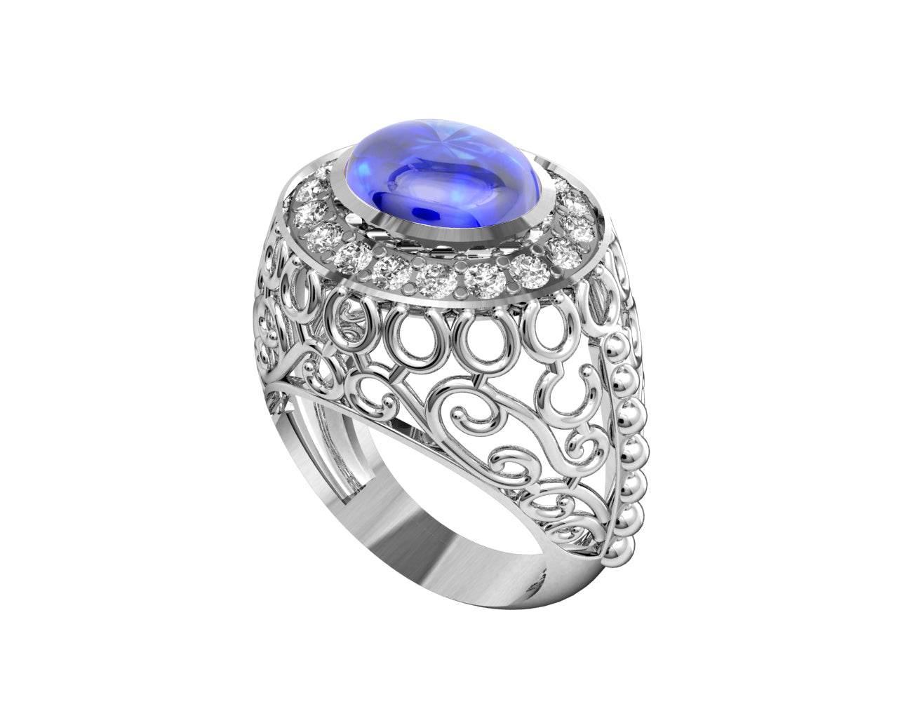 Victoria Blue Sapphire & Diamond Ring - Jewelslane