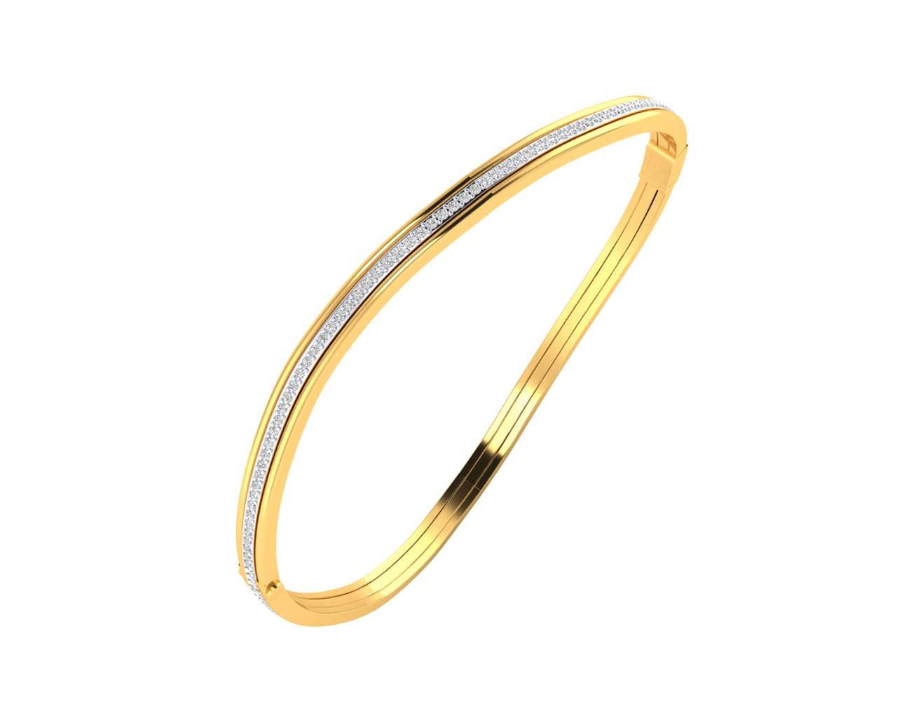 Werca Single row diamond bangle in 14k gold - Jewelslane