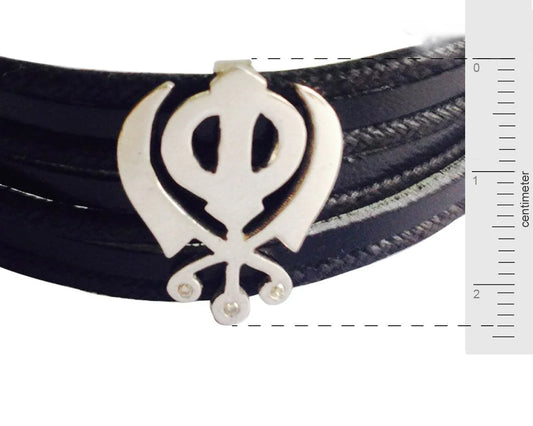 Wide Leather Khanda Bracelet - Jewelslane
