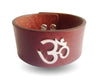Wide Leather Band Om Bracelet - Jewelslane