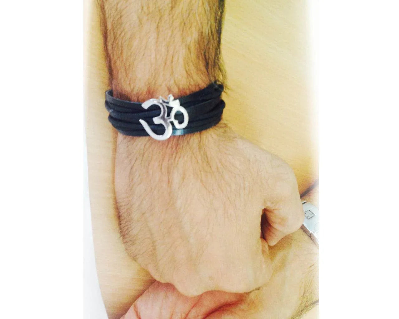 Wide Om Bracelet in Silver - Jewelslane