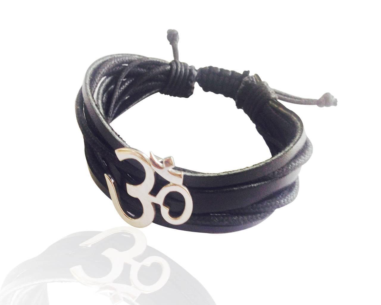 Wide Om Bracelet in Silver - Jewelslane