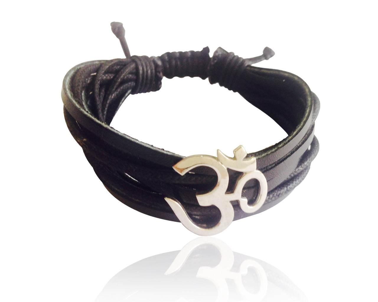 Wide Om Bracelet in Silver - Jewelslane