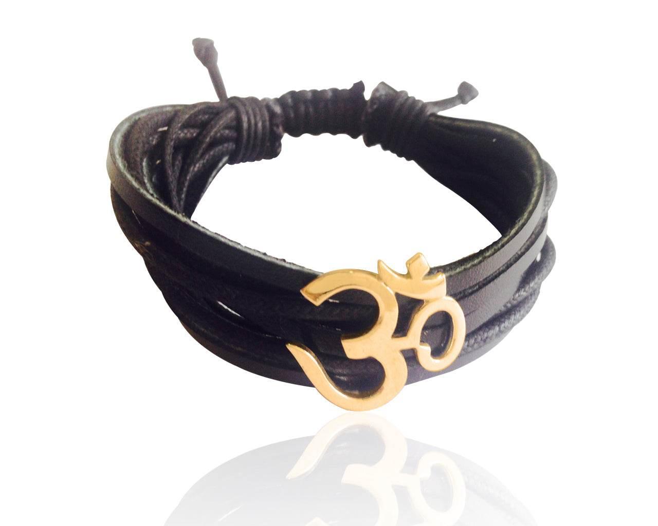 Wide Om Gold Bracelet - Jewelslane
