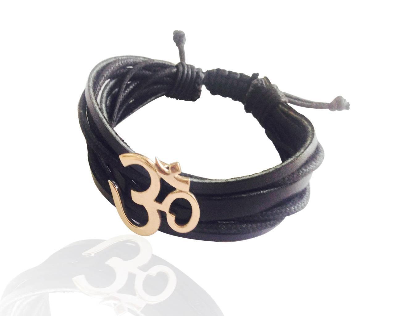 Wide Om Gold Bracelet - Jewelslane