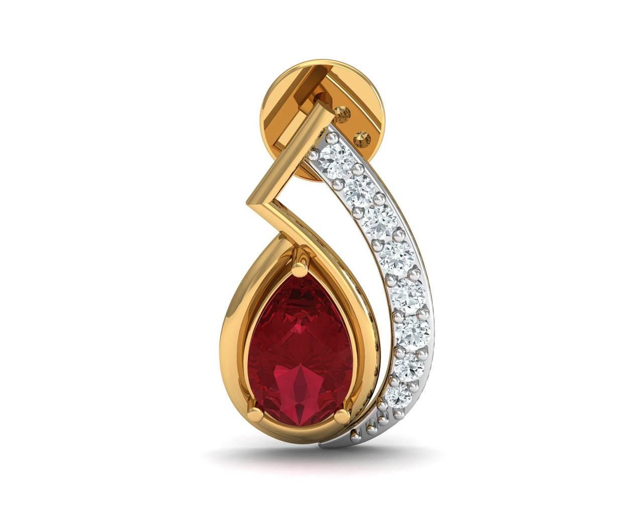 Wila Ruby & diamond earrings in 14k gold - Jewelslane