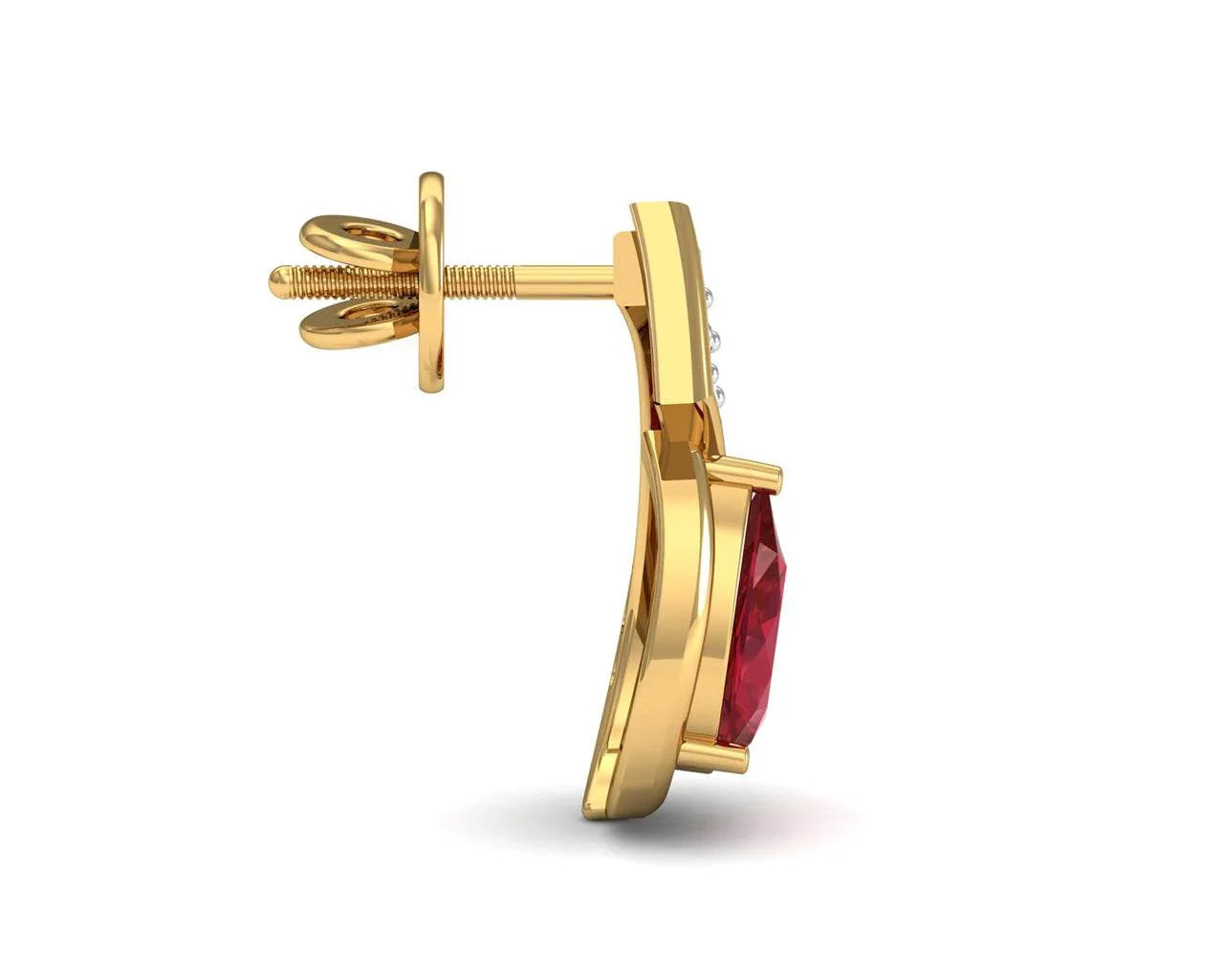 Wila Ruby & diamond earrings in 14k gold - Jewelslane