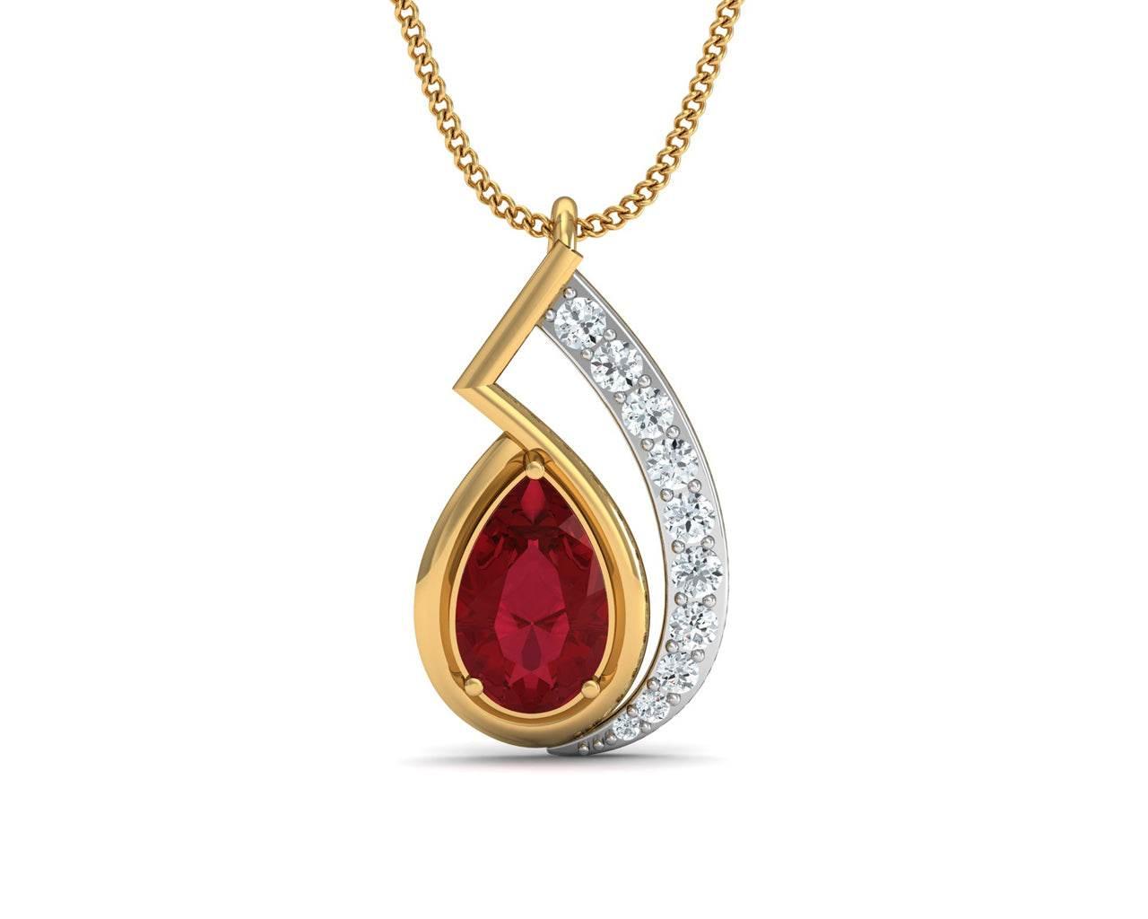 Wila Ruby & diamond Pendant in Gold - Jewelslane