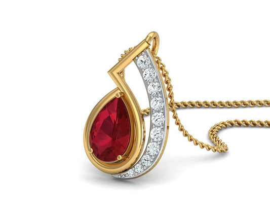 Wila Ruby & diamond Pendant in Gold - Jewelslane