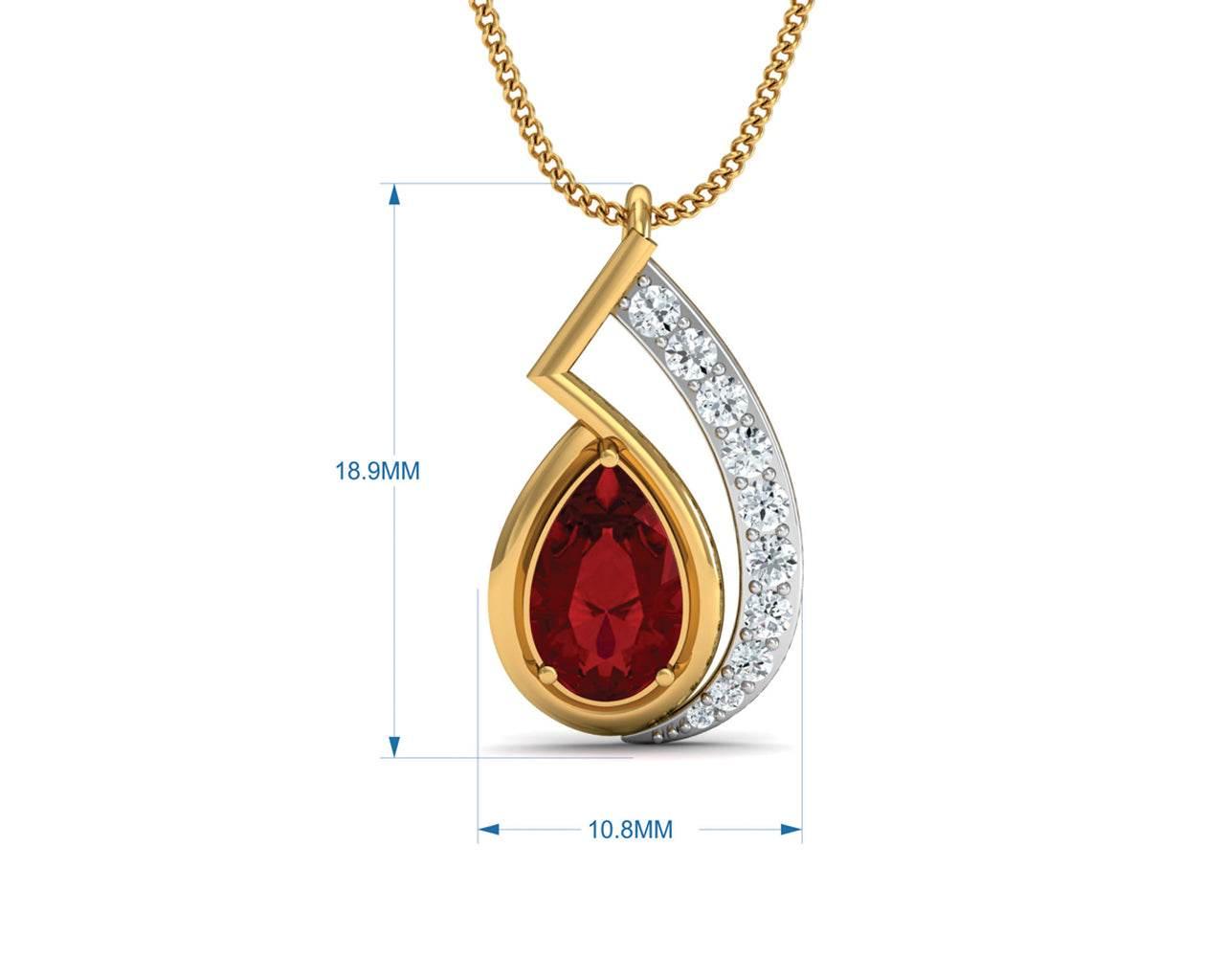 Wila Ruby & diamond Pendant in Gold - Jewelslane