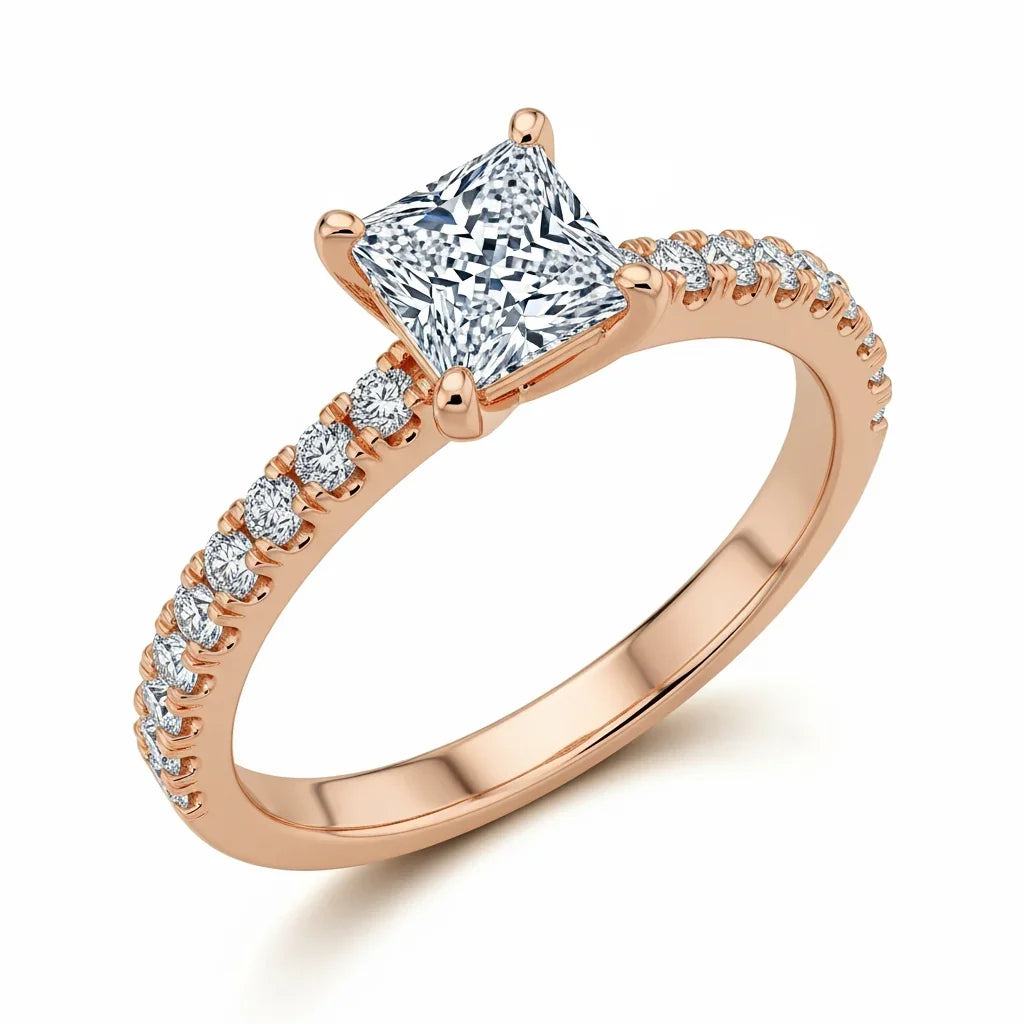 Willena Princess Cut Lab Diamond Solitaire Ring - Jewelslane