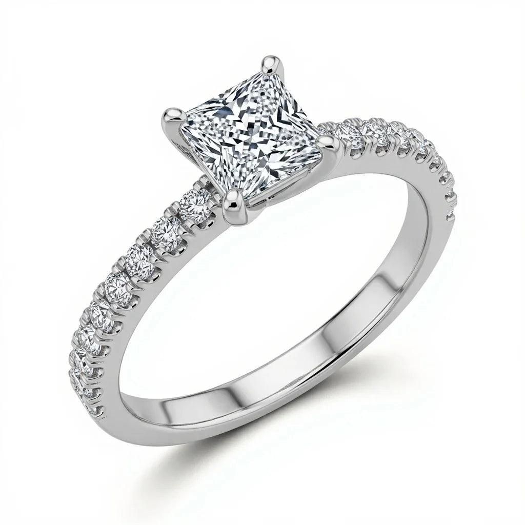 Willena Princess Cut Lab Diamond Solitaire Ring - Jewelslane