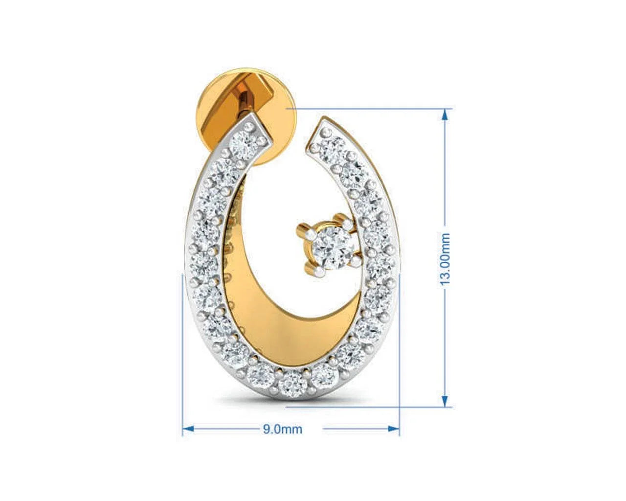 Wina Diamond Eartops in 14k Hallmarked Gold - Jewelslane