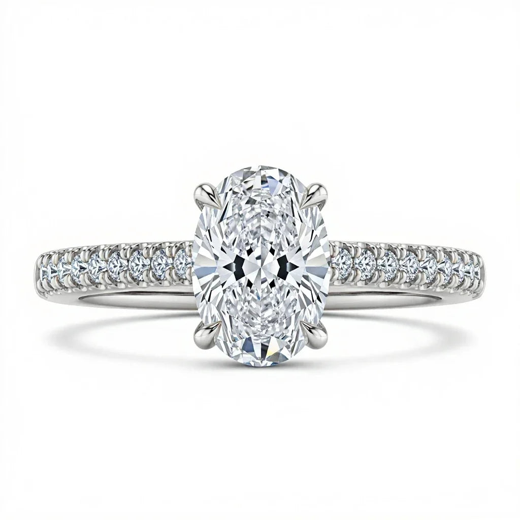 Wona Oval Shape Lab Diamond Solitaire Ring - Jewelslane