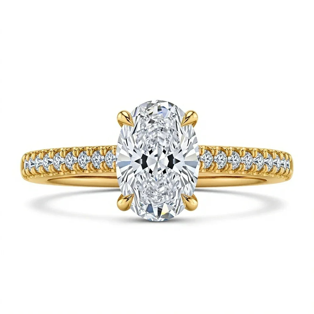 Wona Oval Shape Lab Diamond Solitaire Ring - Jewelslane