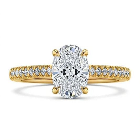 Wona Oval Shape Lab Diamond Solitaire Ring - Jewelslane