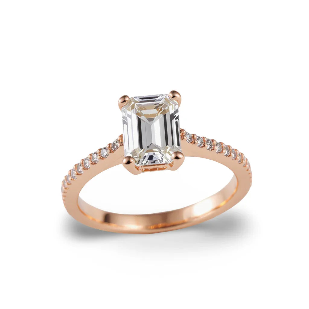 Wyna Emerald Cut Lab Diamond Solitaire ring - Jewelslane