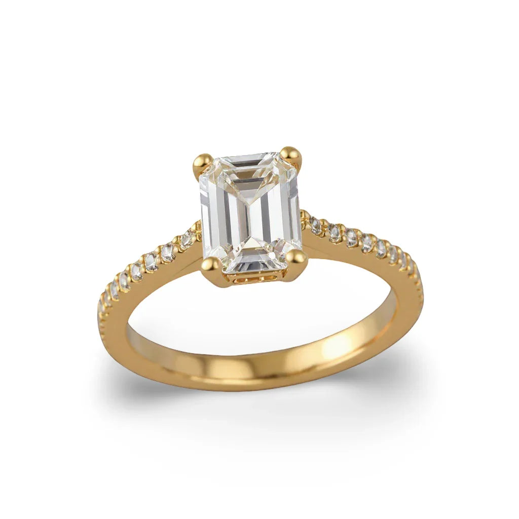 Wyna Emerald Cut Lab Diamond Solitaire ring - Jewelslane